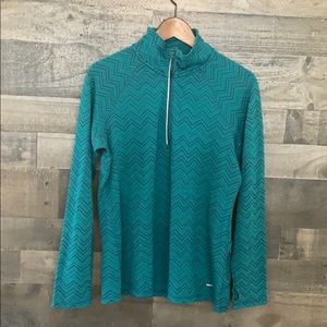 Green Eddie Bauer Long Sleeve Zip Neck Sweater